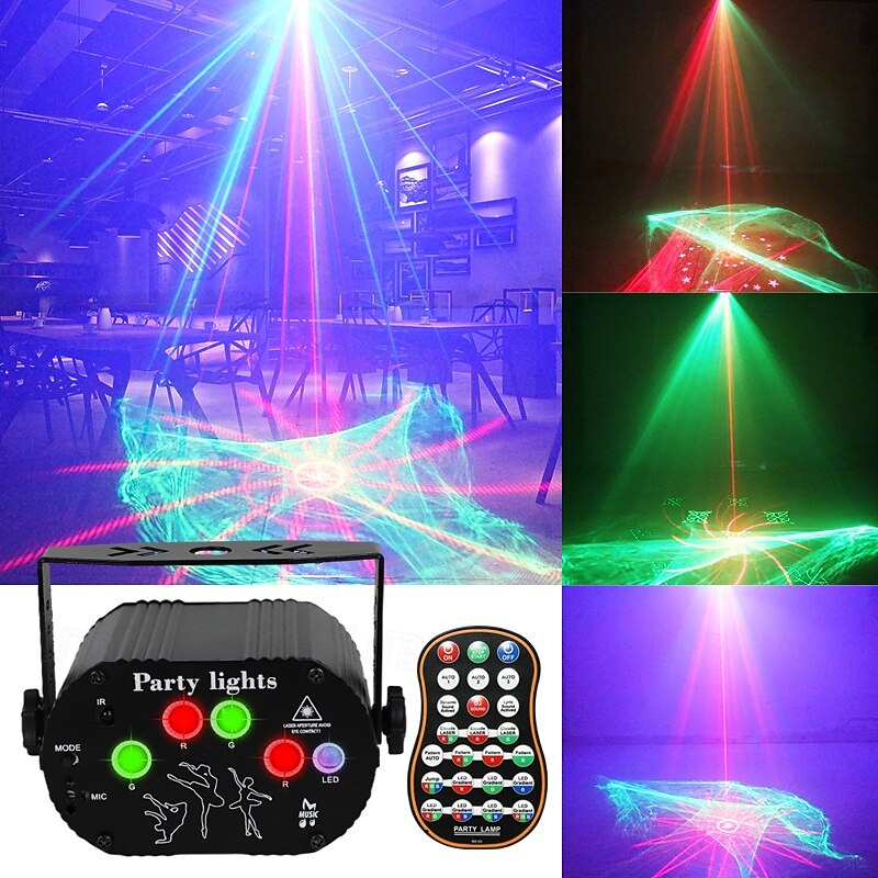 DJ Disco Stage Party Lights - Northern Laser Light Effect RGB Led Sound Activated Strobe Lighting with Remote Control for Indoor Birthday Halloween Karaoke Club KTV