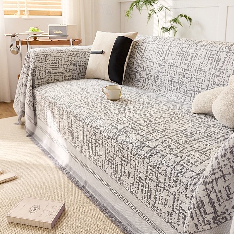 Summer Cooling Couch Cover for Pets, Pet Friendly Full-Cover Ice Silk Sofa Throw Blanket and Cushion, Luxury Anti-Slip Sofa Protector Slipcover for Living Room Decor