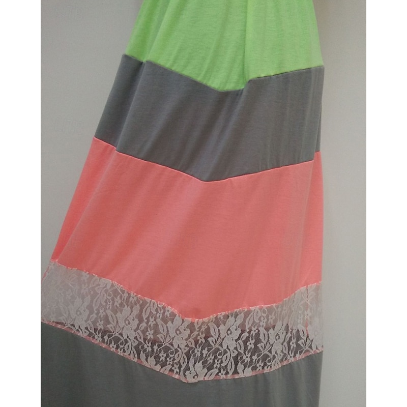 Mommy and Me Dresses Striped Street Patchwork Yellow Sleeveless Maxi Tank Dress Active Matching Outfits4