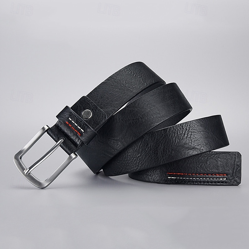 Men's Belt Waist Belt Black Yellow PU Leather Alloy Durable Adjustable Plain Outdoor Daily2