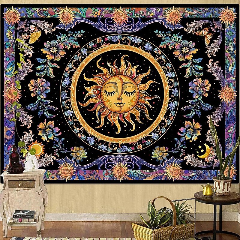 Tapestry Banners Wall Hangings Moon Sun Boho Mystic Bedroom Living Room Dorm Home Decor4