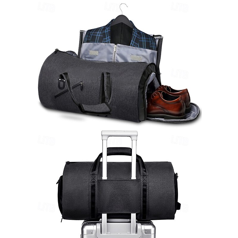 Men's Large Capacity Suit Duffel Bag - Multi-compartment Travel Gym Bag with Shoe Pocket, Suit Organizer and Hand Strap for Business Trips, Weekend Getaways and Formal Events