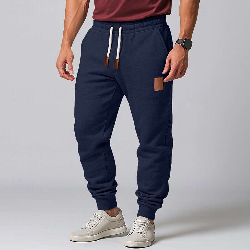 Men's Sweatpants Joggers Fleece Pants Trousers Drawstring Pocket Plain Comfort Breathable Full Length Outdoor Home Daily Fashion Classic Style Black Navy Blue4