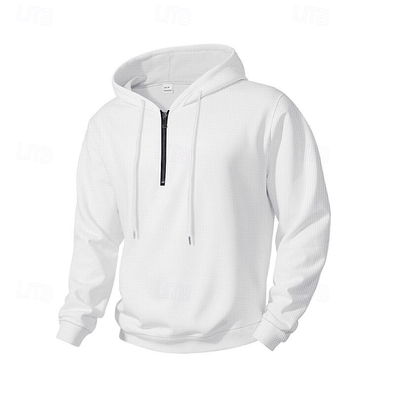 Men's Hoodie Pullover Hoodie Sweatshirt Quarter Zip Hoodie Black White Blue Khaki Gray Hooded Plain Zipper Sports & Outdoor Casual Daily Streetwear Cool Sportswear Spring &  Fall Clothing Apparel4