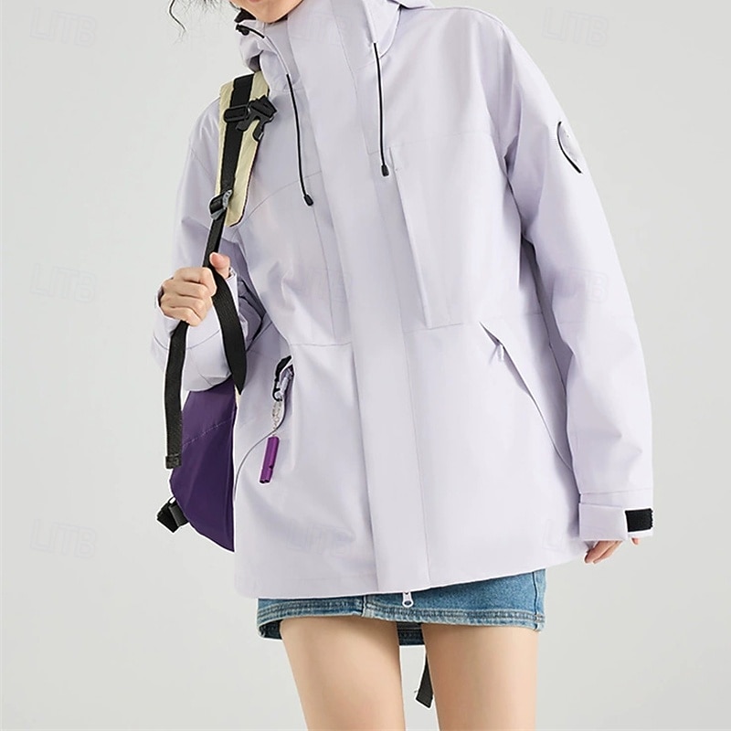 Women's Trench Coat Waterproof Rain Jackets Rain Coats Waterproof Windproof Zipper Pocket Fashion Outdoor Plain Going out Weekend Zipper Regular Hooded Regular Fit Long Sleeve Outerwear Black Yellow3