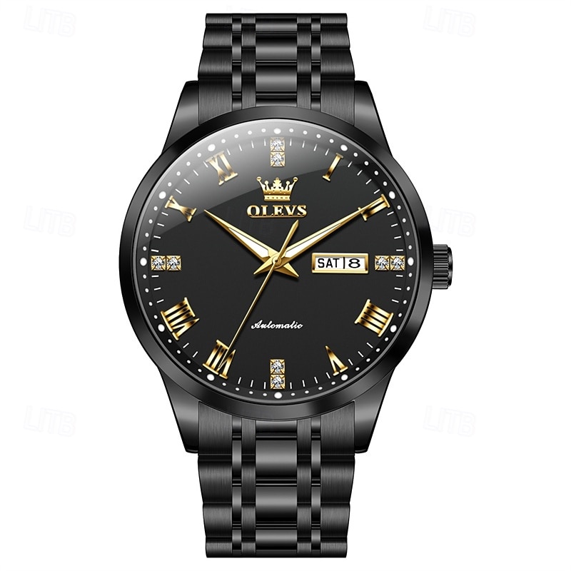 The New Olevs Brand Men'S Business Watch With Luminous Calendar And Day Display Is A Fully Automatic Mechanical Watch That Is Fashionable Trendy Casual And Sporty2
