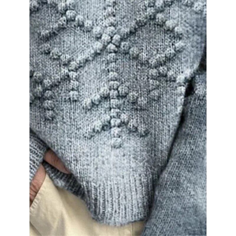 Women's Pullover Vacation Daily Snowflakes Ribbed Turtleneck Knitted Print Long Sleeve Regular Tops Knit Outdoor Daily Holiday Blue Fall Winter3