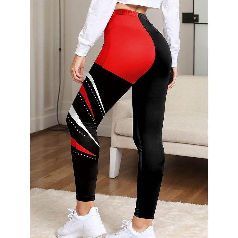 Women's Leggings Vacation Vintage Ethnic Style Full Length High Waist Graphic Abstract Geometic 3D Print Quick Dry Breathability Soft High Elasticity Outdoor Home Causal Red Blue Purple Green Fall2