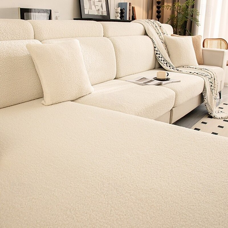 Thick Teddy Fleece Sofa Cover, Full Slipcover Universal Fit, Self-Heating Non-Slip Cushion Protector for Winter4