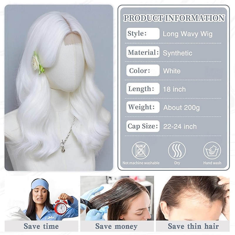 Auburn Highlight Wigs for Women 18 Inch Middle Part Medium Length Short Curly Wavy WigsNatural Synthetic Hair Womens Wigs for Daily Party/Halloween Use2