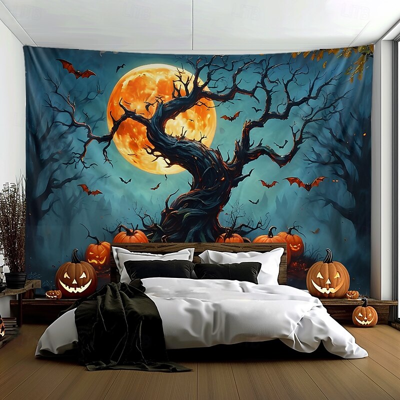 Halloween Tapestry Banners Blanket Pumpkin Cemetery Fantasy Dark Punk Gothic Style Party Dorm Shooting Backgrounds Home Decor3