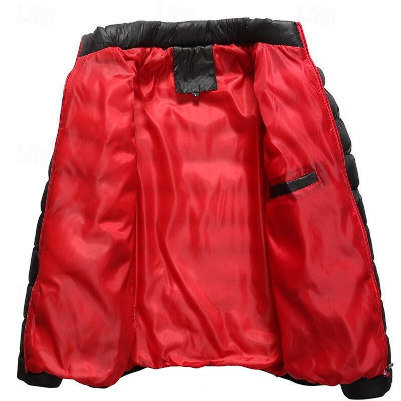 Men's Winter Coat Puffer Jacket Padded Jacket Pocket Cotton Vacation Daily Wear Date Regular Fashion Casual Comfortable Thermal Warm Winter Solid / Plain Color Black Red Royal Blue Dark Blue Puffer2