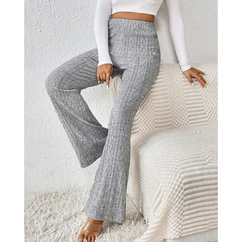 Women's Wide Leg Corduroy Pants Slacks Streetwear Casual Full Length Natural Plain Elastic Waist Soft Street Holiday Daily Wear Light Gray Fall Regular Fit2