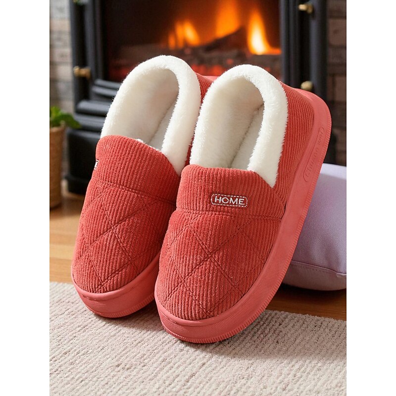 Women's Quilted Indoor Slippers with Faux Fur Lining – Warm Home Shoes for Winter and Cold Floors