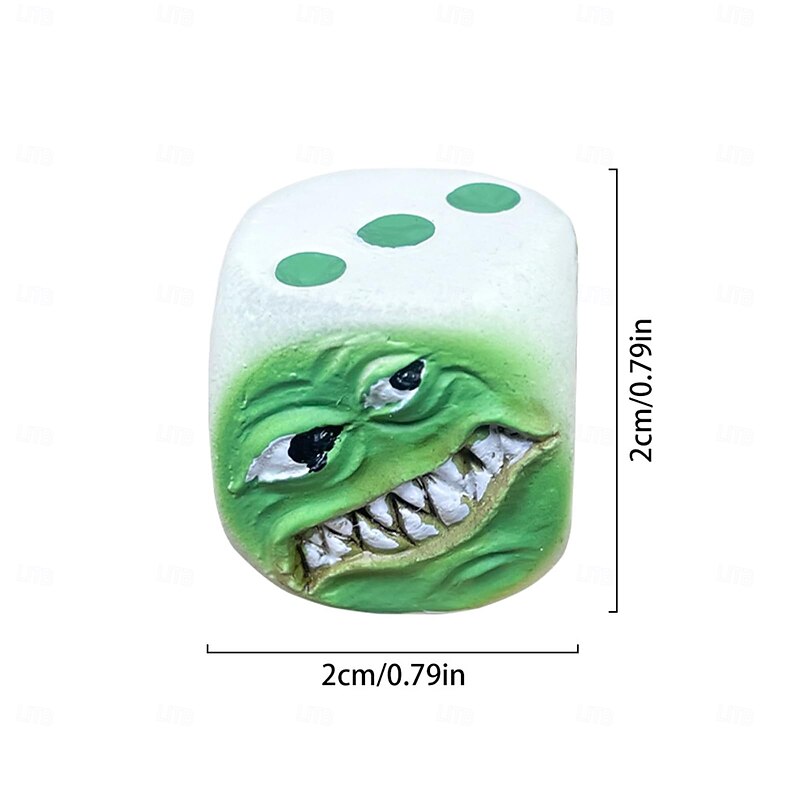 5 pcs Monster Dice, Funy Monster Face Resin Dice Set, Halloween Tabletop Game Dice Set Props, Weird Monster Dice Set for Table Games, Role Playing Games, Offices Home Party Game Props Gift3
