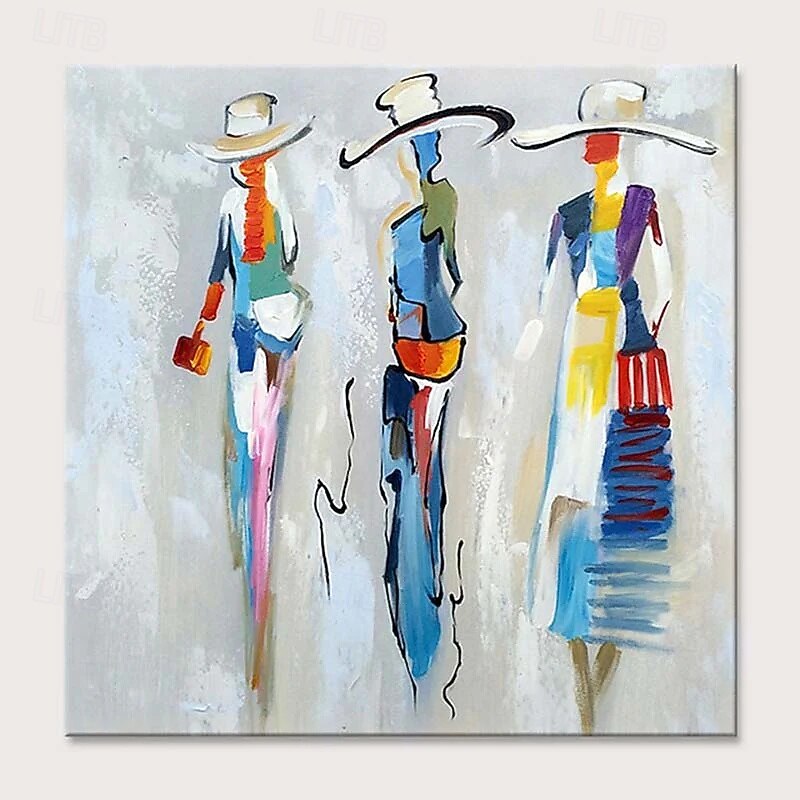 Hand Painted Oil Painting On Canvas,Woman'S Stick Figure ,Vintage Old Large Size Abstract Pattern, Suitable For Vertical Hanging In Office Home Hotel Cafe Wall Decorations, Adult Gifts - Main Image