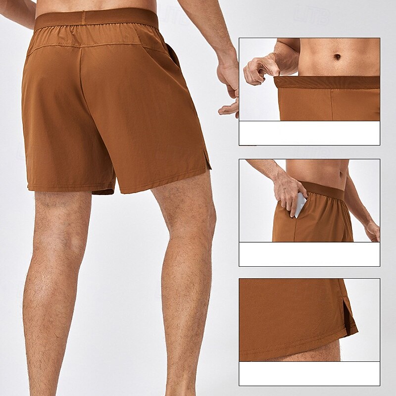 Men's Running Shorts Workout Shorts with Pockets High Waist Bottoms Athleisure Gym Workout Quick Dry Lightweight Gym Basketball Athletic Loose Fit Sportswear Activewear Solid Colored Black Army Green2