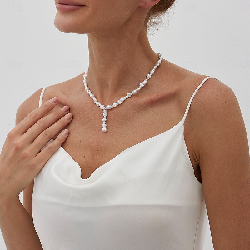 Pearl Necklace Pearl Women's Elegant Cute Tassel Beads Wedding Y Shaped Necklace For Wedding Party Daily3