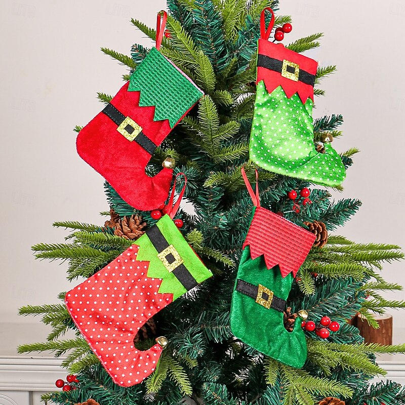 Christmas Stocking Belt Design Ornament for Mall Christmas Tree Gift Bag Hanging Decoration Holiday Candy Sock for Home Fireplace Winter Festival Party2