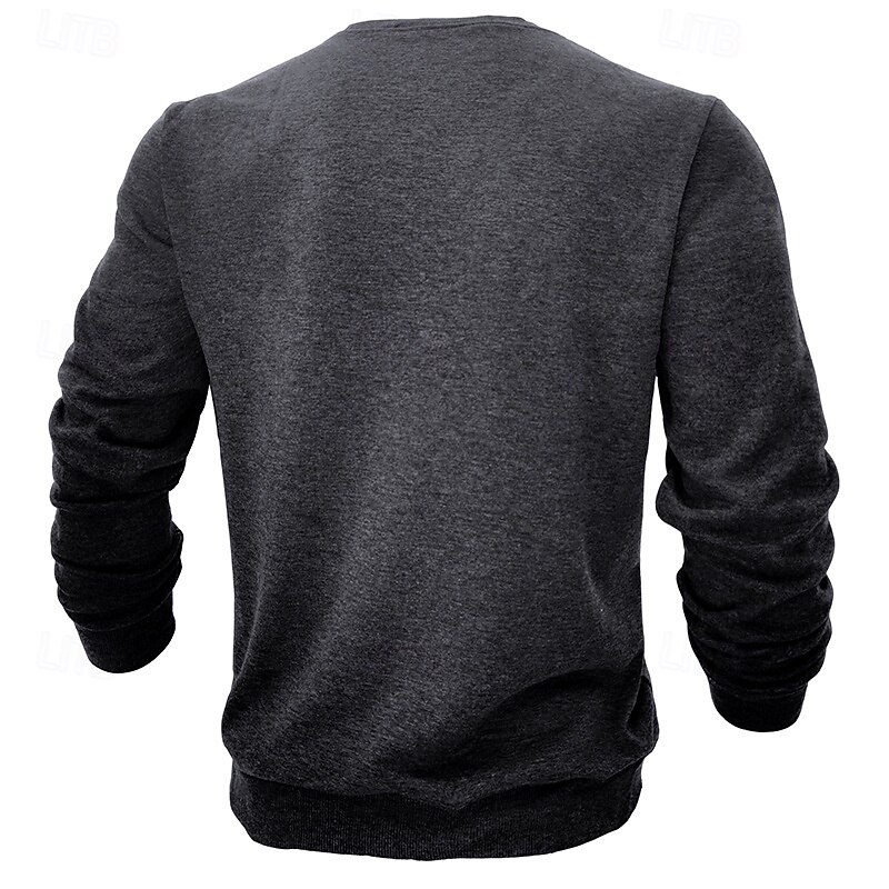Men's Sweatshirt Fleece Sweatshirt Black White Army Green Red Light Grey Crew Neck Plain Sports & Outdoor Daily Holiday Polyester Streetwear Basic Casual Fall Winter Clothing Apparel Hoodies4