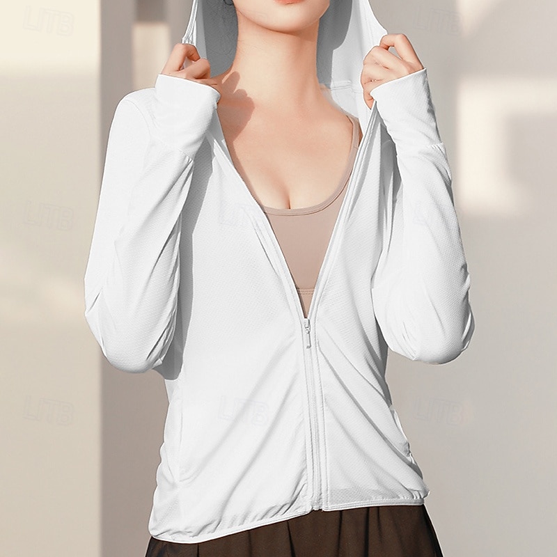 Women's Workout Jacket UPF50+ Long Sleeve Sports Solid Color Top For Gym Athletic Running Activewear2