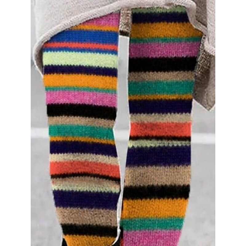 Women's Pants Trousers Leggings Cozy Leggings Streetwear Casual Full Length High Waist Striped Elastic Waist Print Breathability Comfortable Stretchy Vacation Street Daily Wear Rainbow Summer Spring3