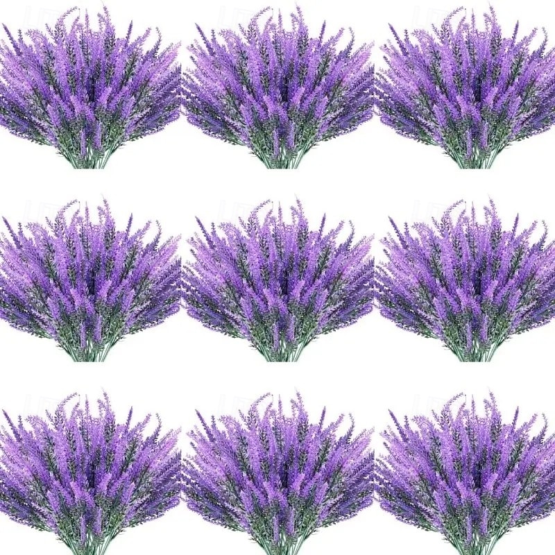 20 Bundles Artificial Lavender Flowers – Outdoor UV Resistant, Non-Fading Plastic Plants for Garden, Porch & Windowsill Decoration – Classic Purple