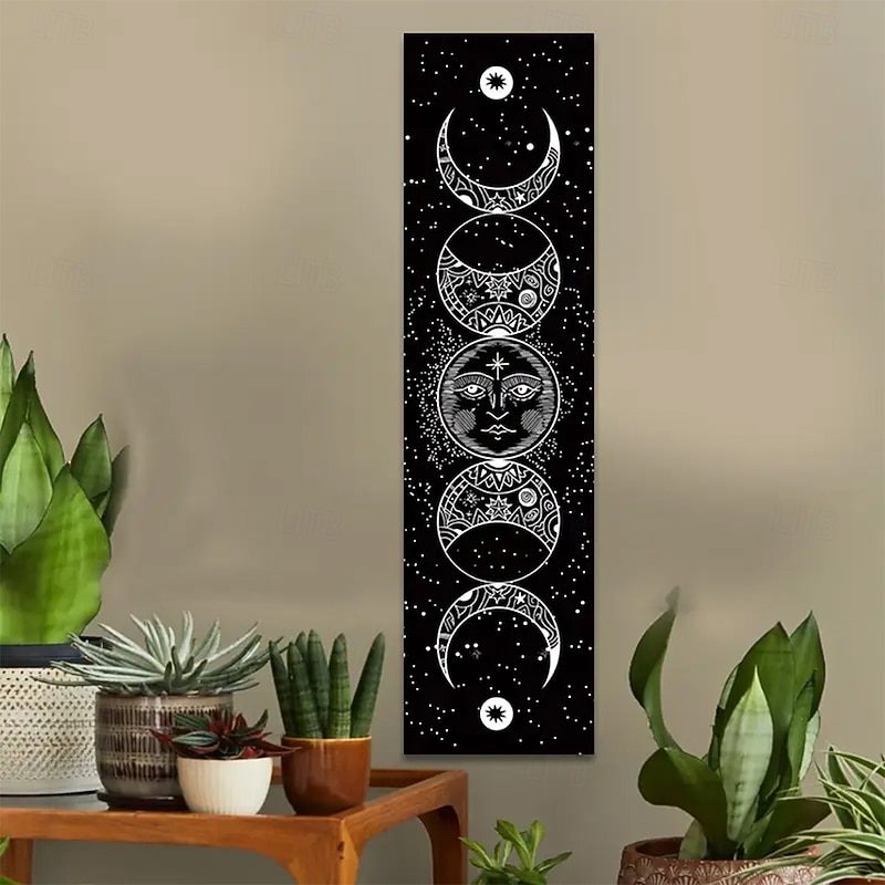 Tapestry Banners Long Vertical Wall Hanging Moon Sun Boho Bedroom Living Room Dorm Wall Porch Home Decor