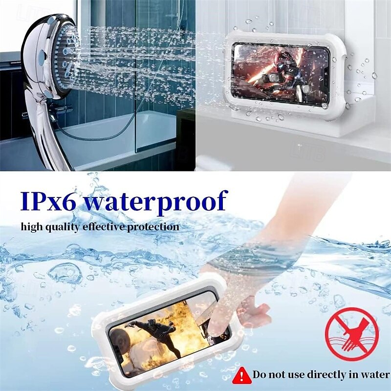 Waterproof Wall-Mounted Phone Holder for Shower & Bath – Hands-Free, Anti-Fog Screen, 360° Rotation3
