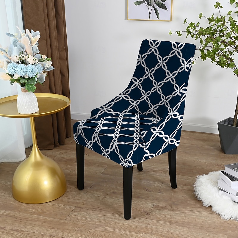 Wingback Chair Slipcovers - Striped/Plants/Geometric Print Stretch Polyester Covers | Anti-Slip Furniture Protectors for Living Room & Dining Chairs3