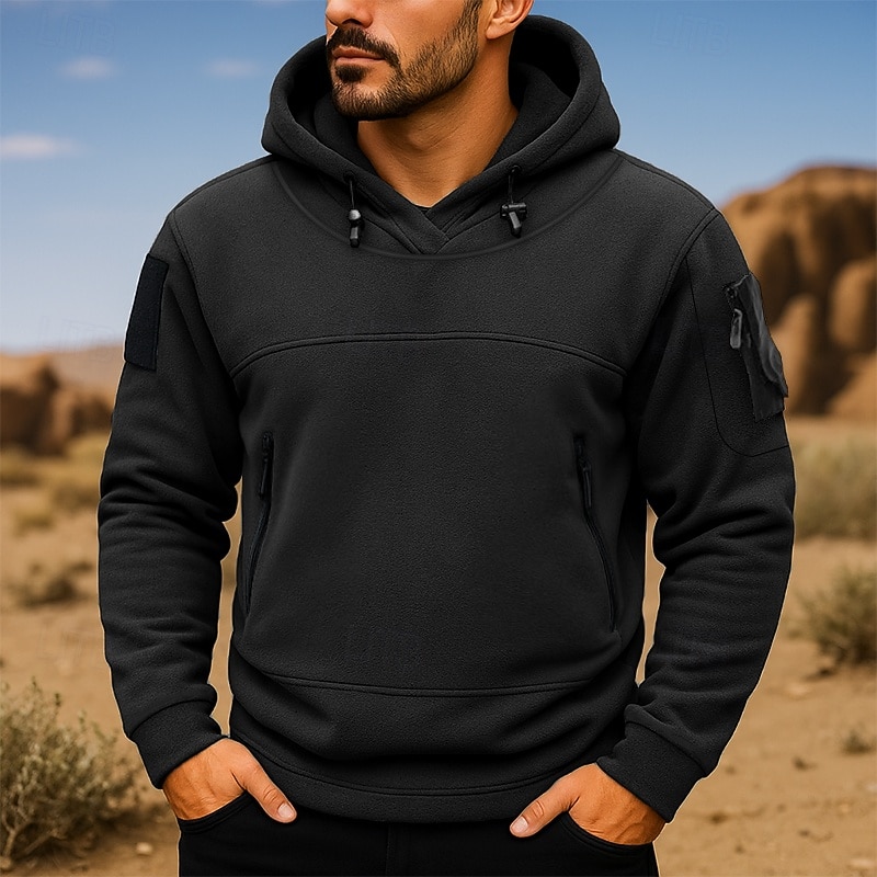 Men's Hoodie Fleece Hoodie Tactical Hoodie Black Army Green Dark Gray Hooded Plain Pocket Sports & Outdoor Casual Daily Streetwear Cool Sportswear Winter Clothing Apparel Hoodies Sweatshirts2