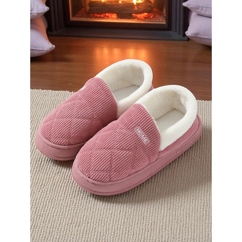 Women's Quilted Indoor Slippers with Faux Fur Lining – Warm Home Shoes for Winter and Cold Floors2