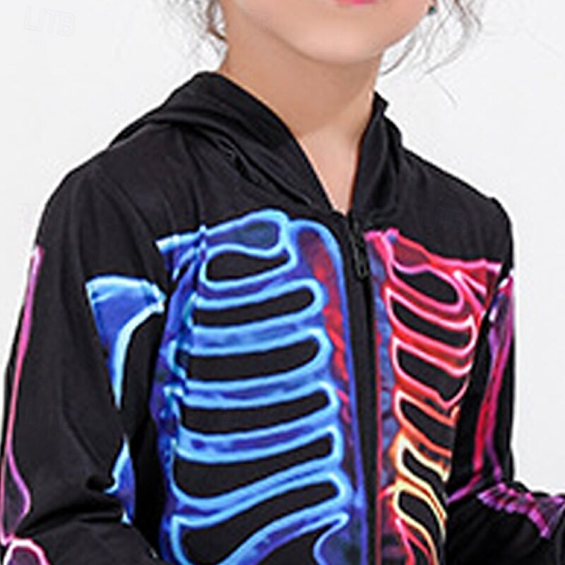 Family Pajamas Jumpsuit Halloween pattern Home Print Black Long Sleeve Active Matching Outfits4