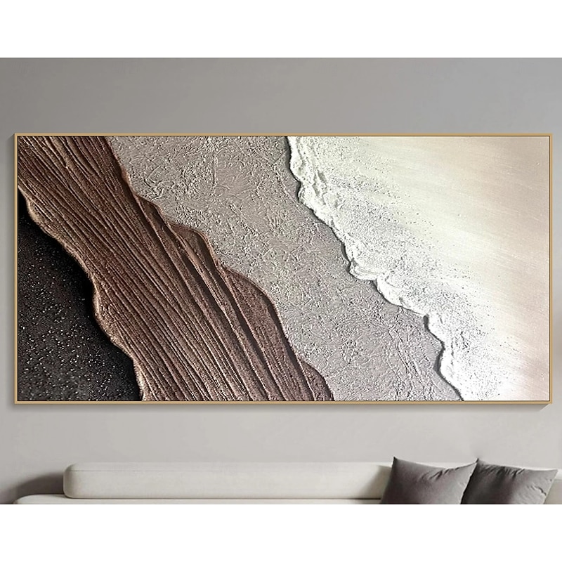 Original Coastal Painting On Canvas Abstract Minimalist Textured Wall Art Neutral Hand Painted Living Room Wall Art Large Horizontal Decor