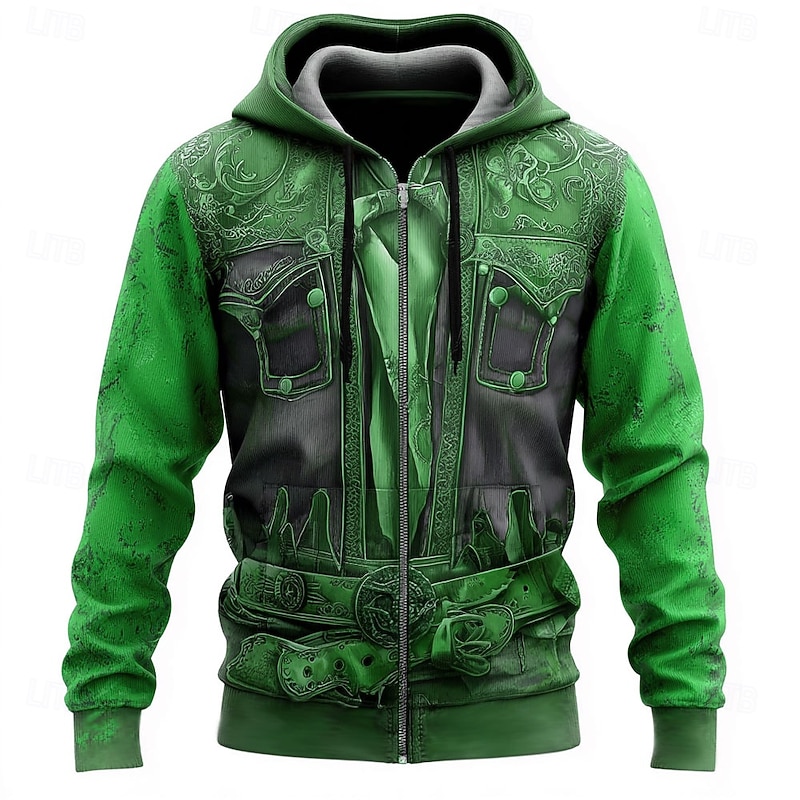 Men's Cowboy Costume Hoodie Jacket Sweatshirt Western Cowboy All Over Print Zip Vacation Streetwear Yellow Blue Zipper Fall Winter Designer3