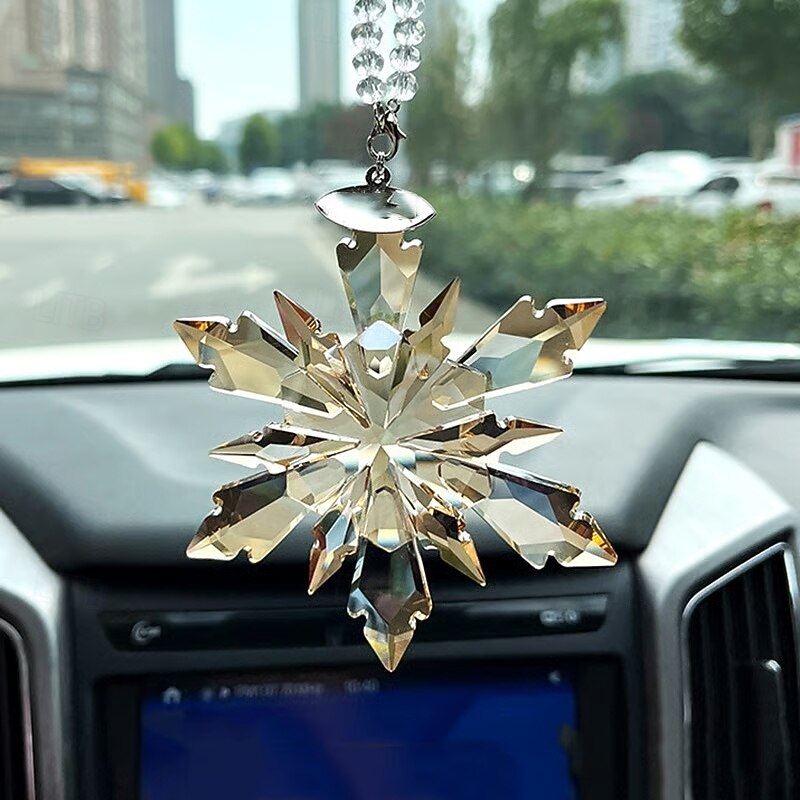 Crystal Snowflake Suncatcher Christmas Tree Ornament Pendant Crystal Sun Catcher Car Interior Decoration Window Garden Chandeliers for Home Garden Decor2