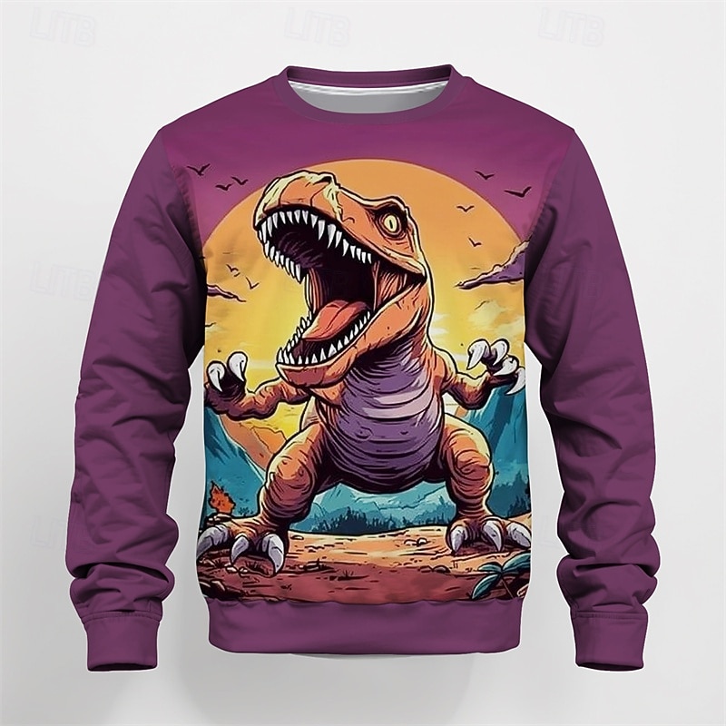 Boys' 3D Cartoon Pumpkin Dinosaur T shirt Tee Long Sleeve Spring Fall Fashion Basic Kids 4-12 Years Crew Neck Outdoor Casual Daily Regular Fit2