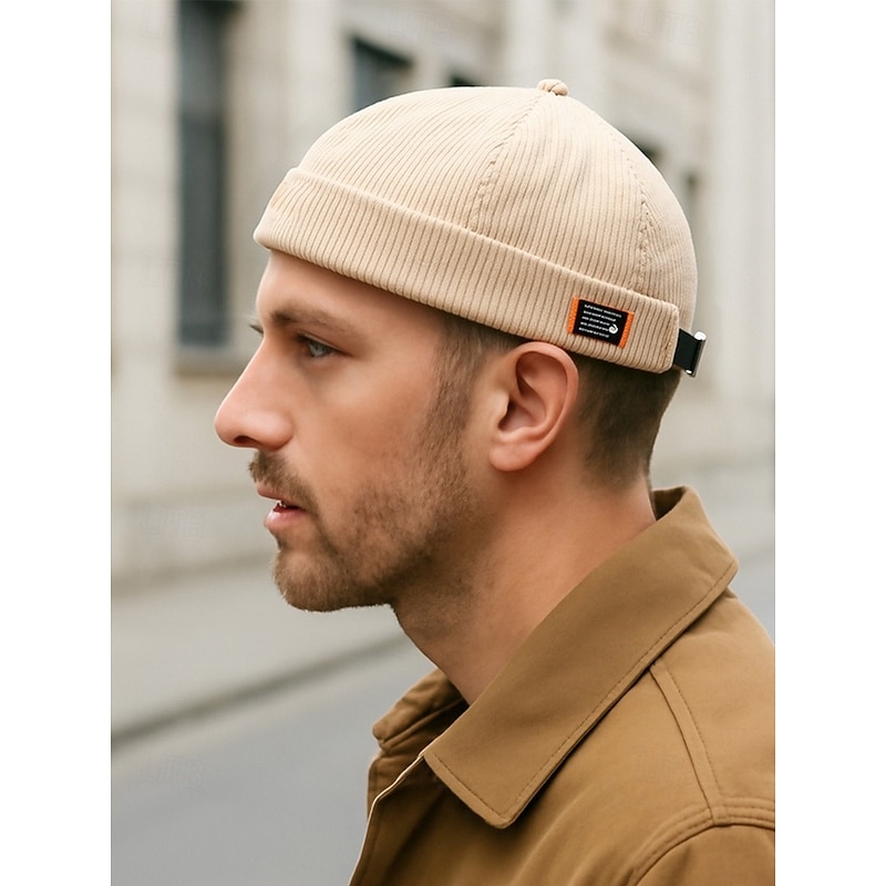 Men's Corduroy Docker Cap with Adjustable Strap – Stylish Ribbed Knit Hat for Everyday Wear, Outdoor Activities and Street Fashion3