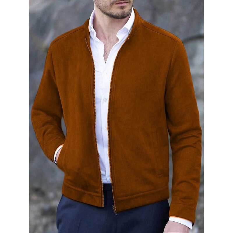 Men's Casual Jacket Casual Daily Wearproof Waterproof Basic Spring &  Fall Solid / Plain Color Casual Outerwear Stand Collar Regular Black Royal Blue Army Green Dark Coffee Dark Gray Jacket3