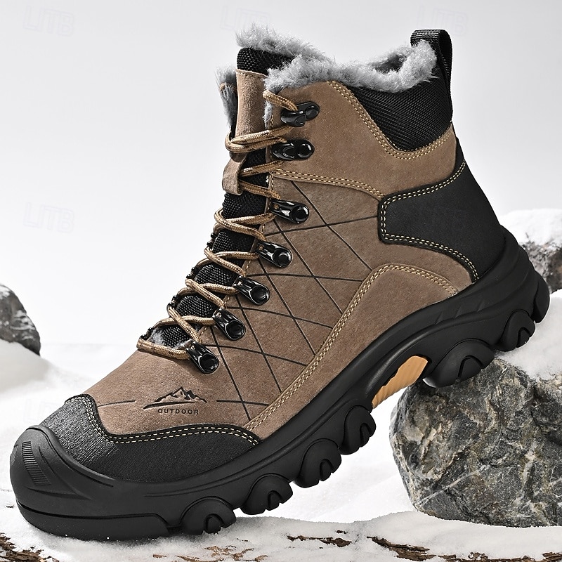 Men's Winter Tactical Boots with Fur Lining – Warm Waterproof Military Hiking Boots for Outdoor Survival, Camping and Cold Weather