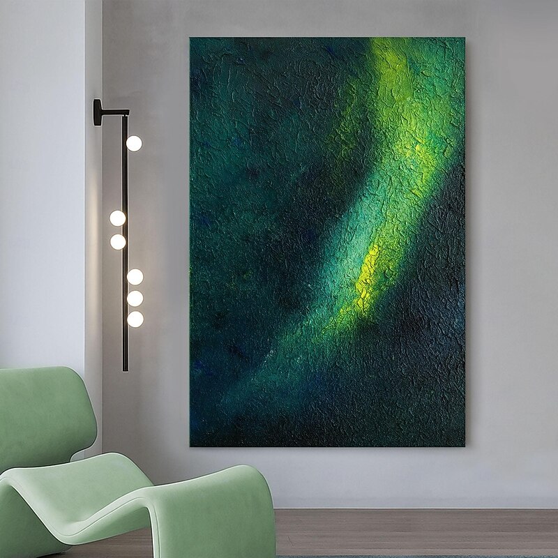 Abstract Textured Green Oil Painting on Canvas Original Dark Minimalist Wall Art Deep Modern Acrylic Artwork for Living Room / Gallery Decor3