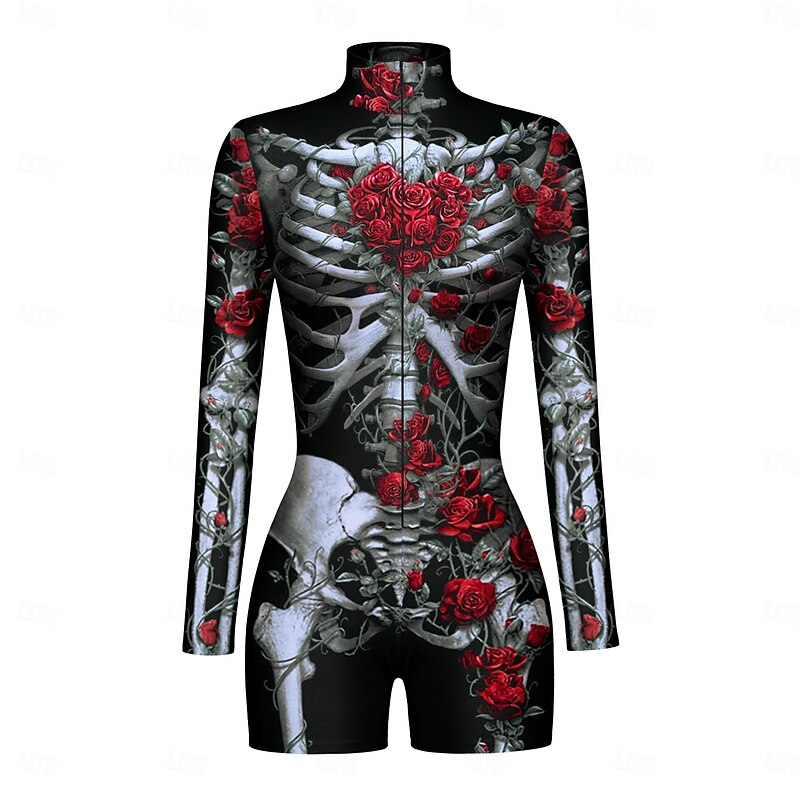 Patterned Zentai Suits Cosplay Costume Bodysuit Printing Carnival Costume Women's Sexy Costume Halloween 3D Skeleton Costume for Performance Party Masquerade Adults'