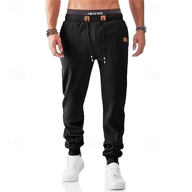 Men's Fleece Pants Sweatpants Joggers Winter Pants Trousers Drawstring Pocket Elastic Waist Plain Comfort Warm Sports Outdoor Daily Fashion Casual Black Yellow Micro-elastic