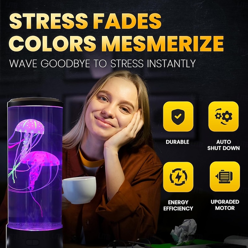 Jellyfish Lava Lamp Jellyfish Lamp with 16 Color Changing Lights Jellyfish Tank Table Lamp Jellyfish Aquarium Night Light Home Office Room Desk Decor Lamp Mood Light for Relax3