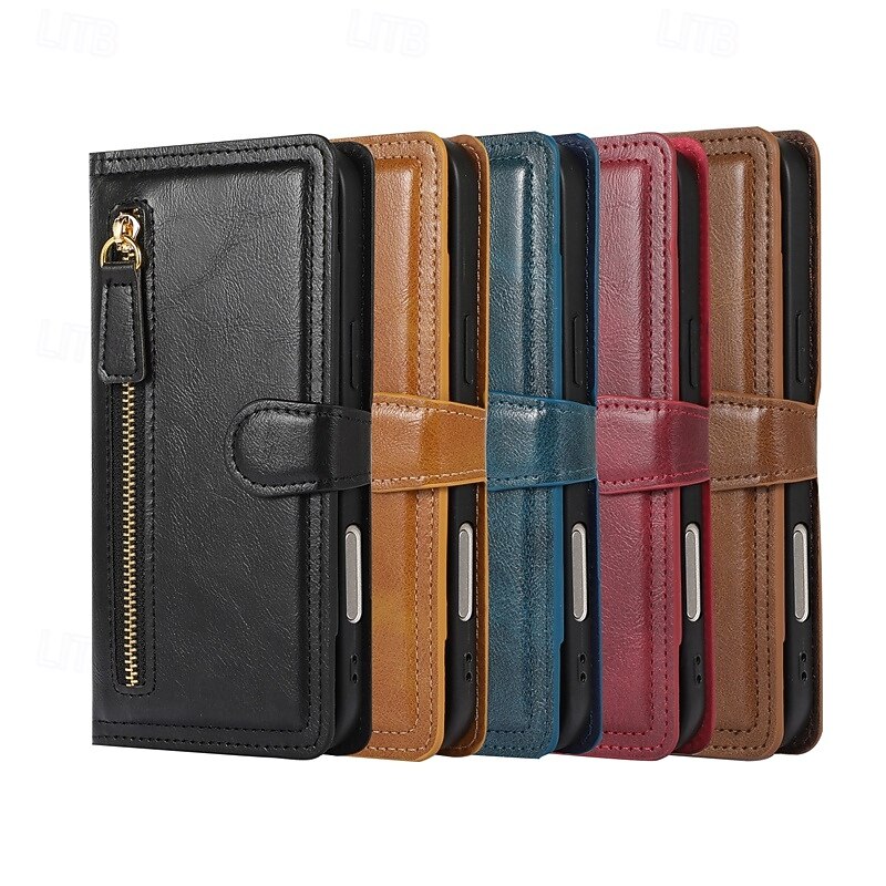 Phone Case For iPhone 17 Air 16 15 14 Pro Max Plus 16e 13 Pro Max Mini Back Cover Magnetic Kickstand Card Slot Retro TPU PU Leather