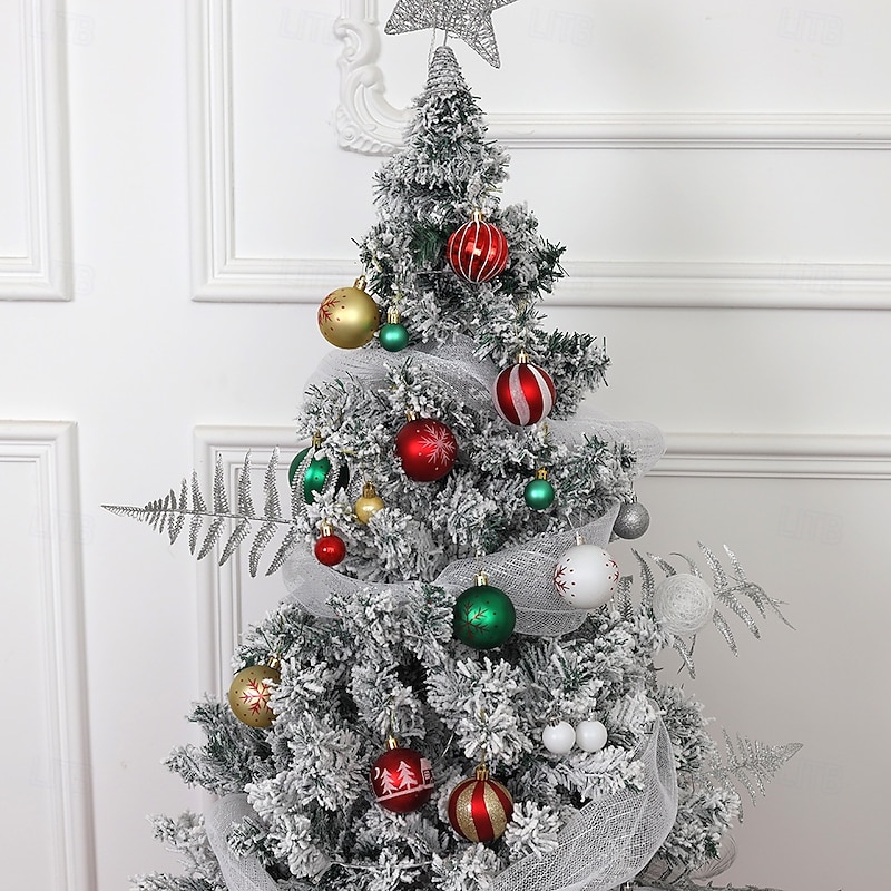 44 Pcs Christmas Tree Balls Baubles Ornaments Colorful Shatterproof Hanging Decoration Set For Xmas Tree 3cm 6cm Assorted Size Painted Electroplated Holiday Party Decor4