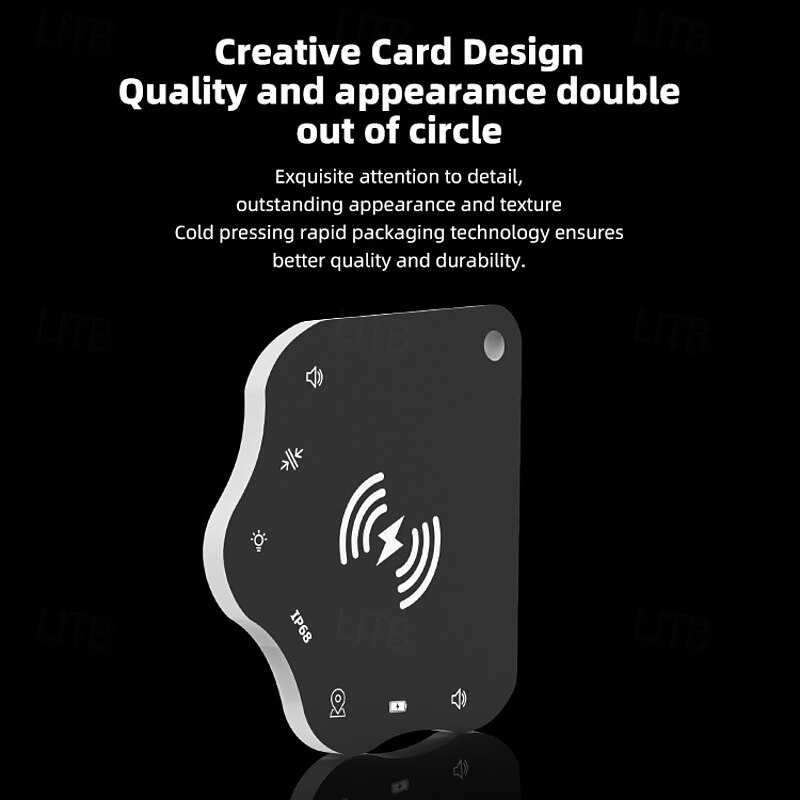 Bluetooth (iOS Only) Tracke IP68 Waterproof Rechargeable Smart Tag Key Finder Locator with Sound Item Tracker Card for Key Wallet Luggage Backpack Suitcases Passport