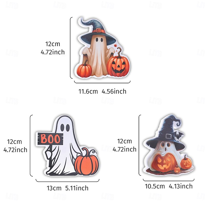 3PCS Halloween Decor Foam Board Ghost and Pumpkin Shape Home Tabletop Decorations Spooky Indoor Craft Ornaments for Halloween Atmosphere2
