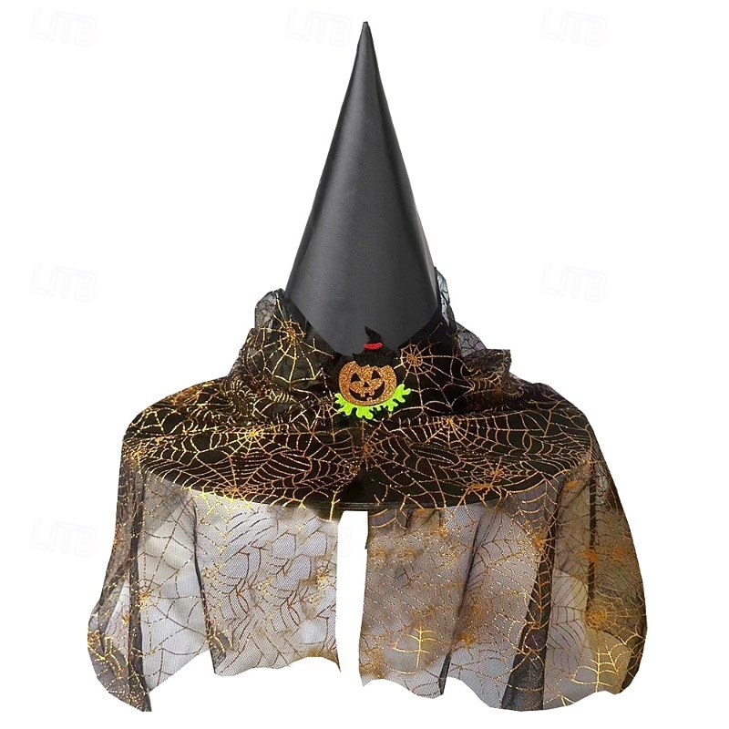 Kids Girls' Hats & Caps Sweet Party Halloween Hat Patchwork Silver Black2