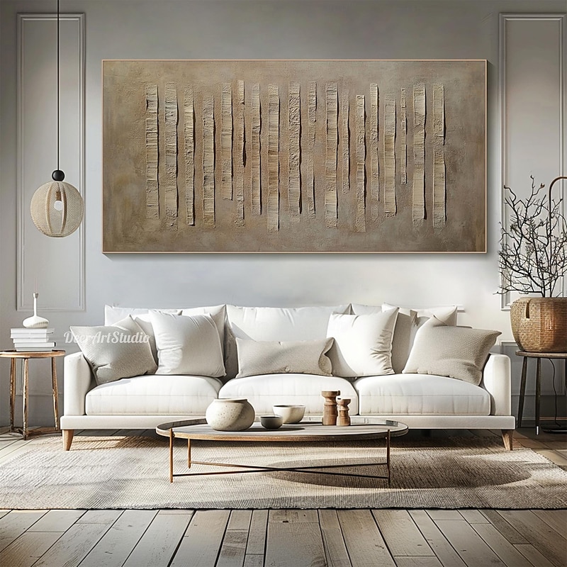 Large 3D Textured Abstract Painting Modern Minimalist Artwork Neutral Earth Tone Canvas Art Organic Geometric Wall Art Livingroom decor3